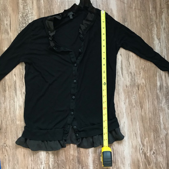 CLU Ruffle Ribbed Light Weight Black Cardigan M - Picture 9 of 11
